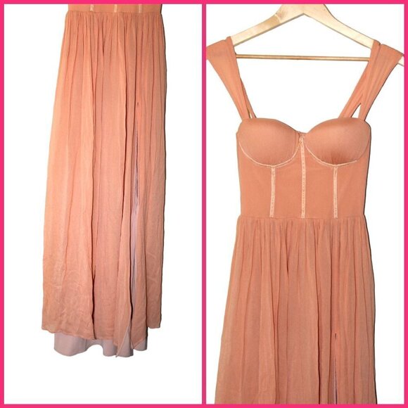 B' Cause Hello Gorgeous orange Maxi Dress wedding & prom Size Small sleeveless - Picture 4 of 9